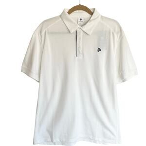 NEW Flint Park Short Sleeved Tipped‎ Match Polo Shirt White MENS Sz LARGE Tennis